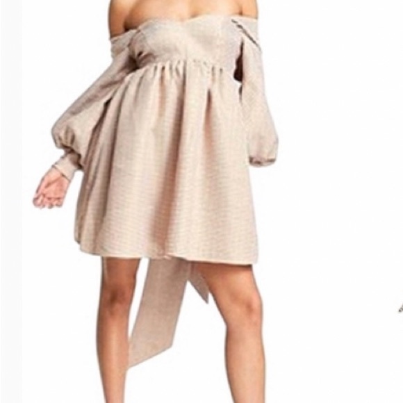 NWOT ASOS LUXE Bandeau Sweetheart Neck Mini Smock Houndstooth Baby Doll Dress - Picture 4 of 9